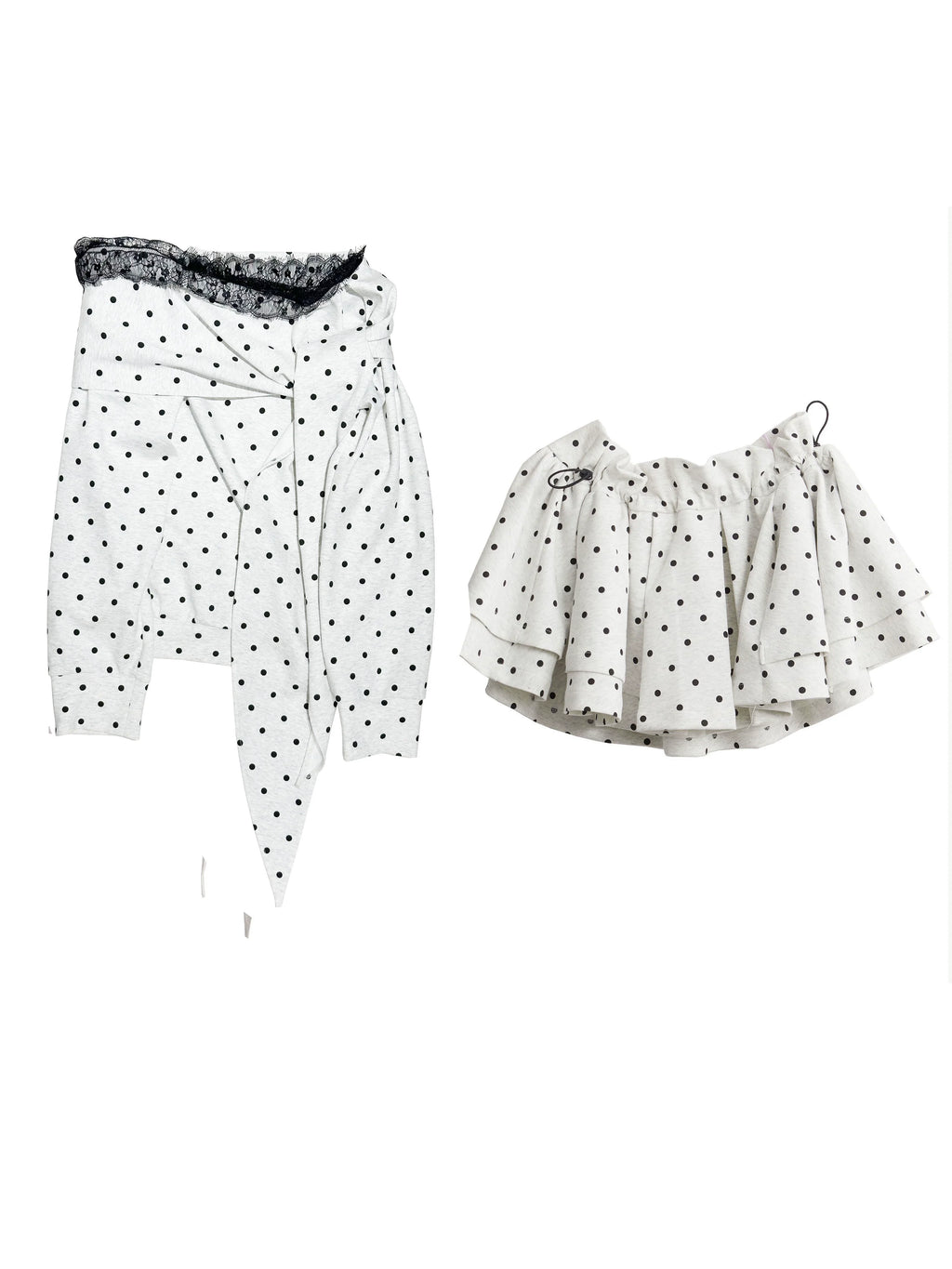 Polka Lace Off-Shoulder Peplum Top and Skirt Setup