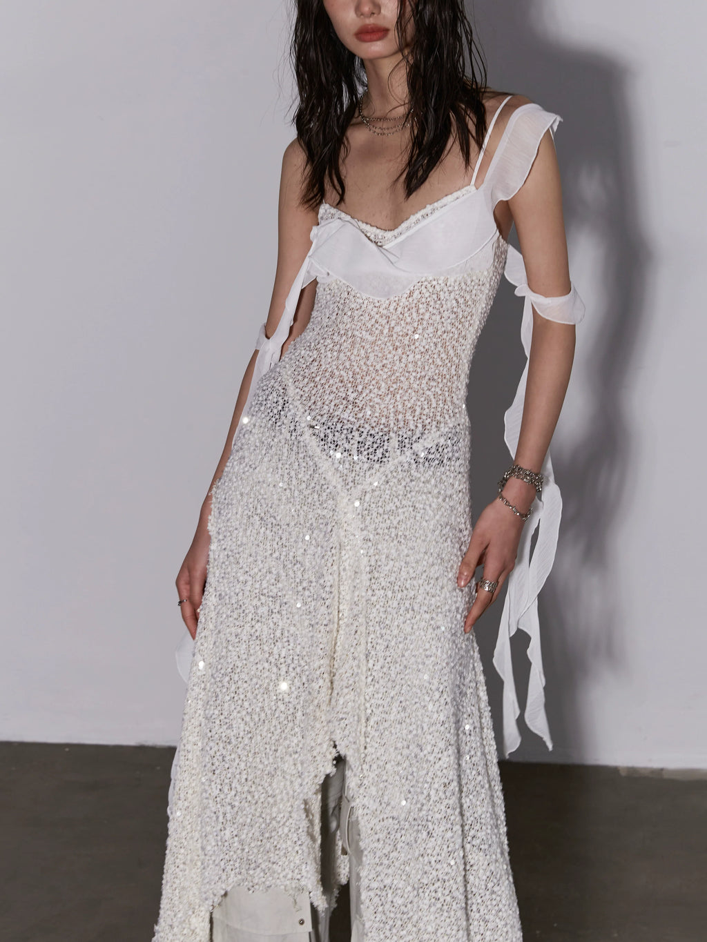 Sequin Mesh Layered Dress