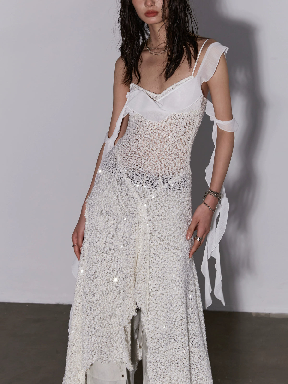 Sequin Mesh Layered Dress