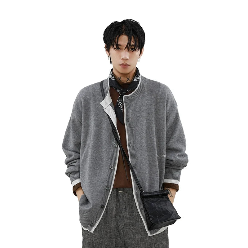 Ink Edge Contrast Knit Cardigan