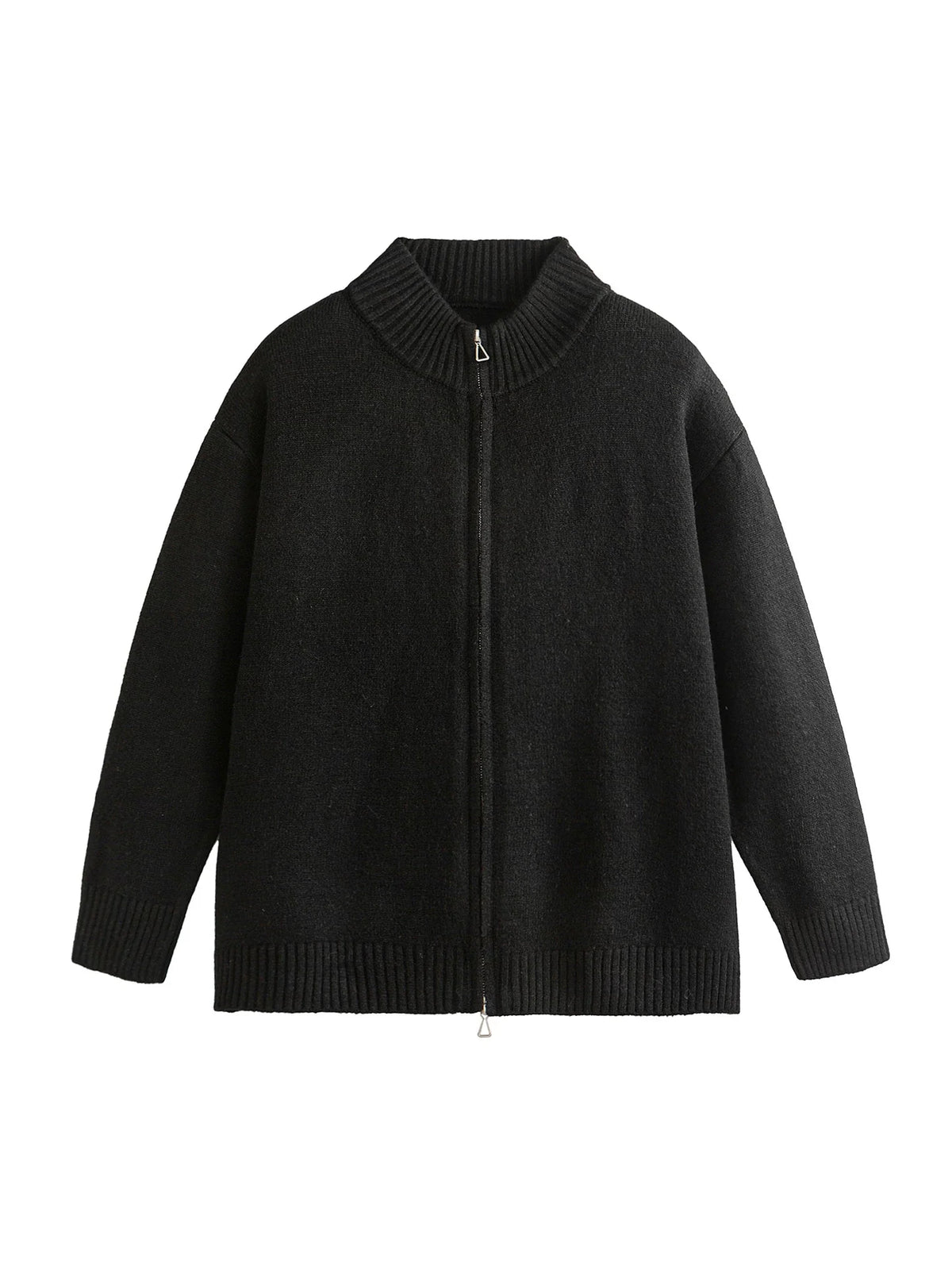 Mélange Zip Knit Cardigan
