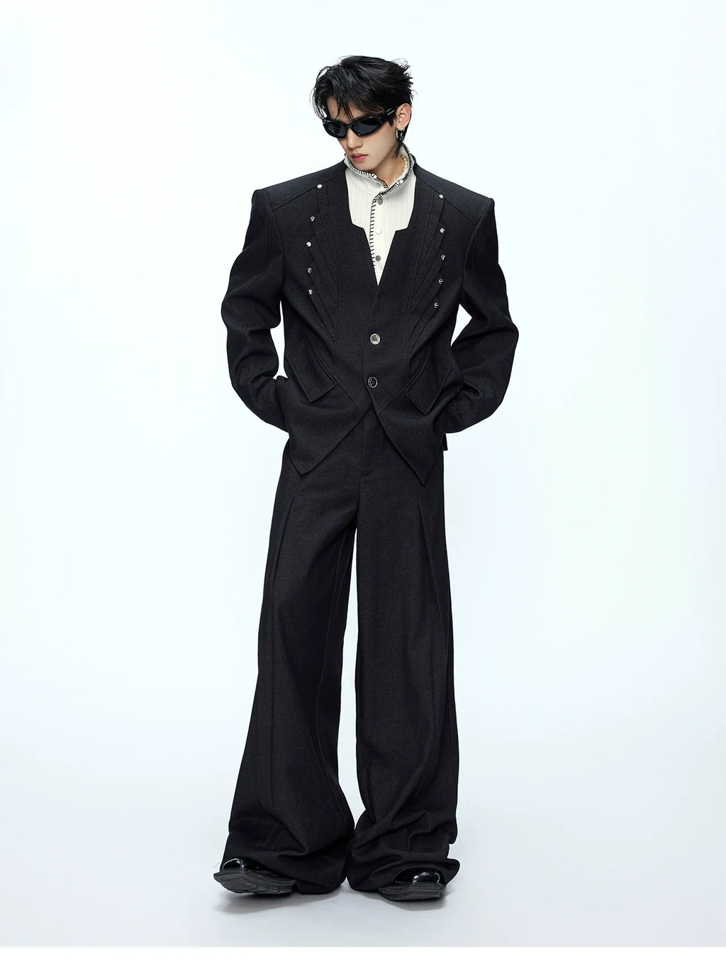 Oversized Black Wide-Leg Suit