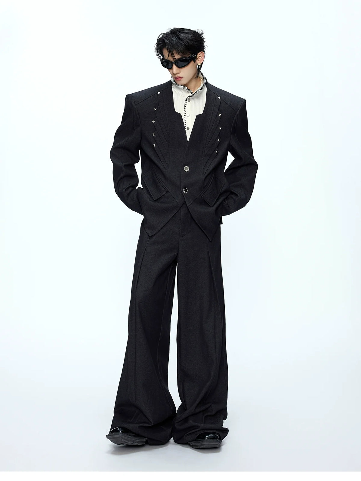Oversized Black Wide-Leg Suit