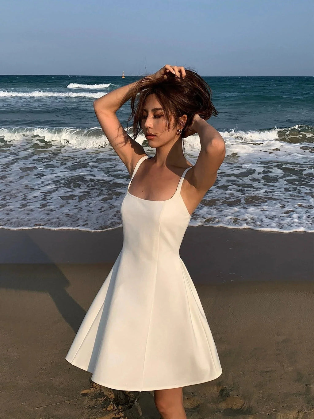 Black Square-Neck A-Line Dress