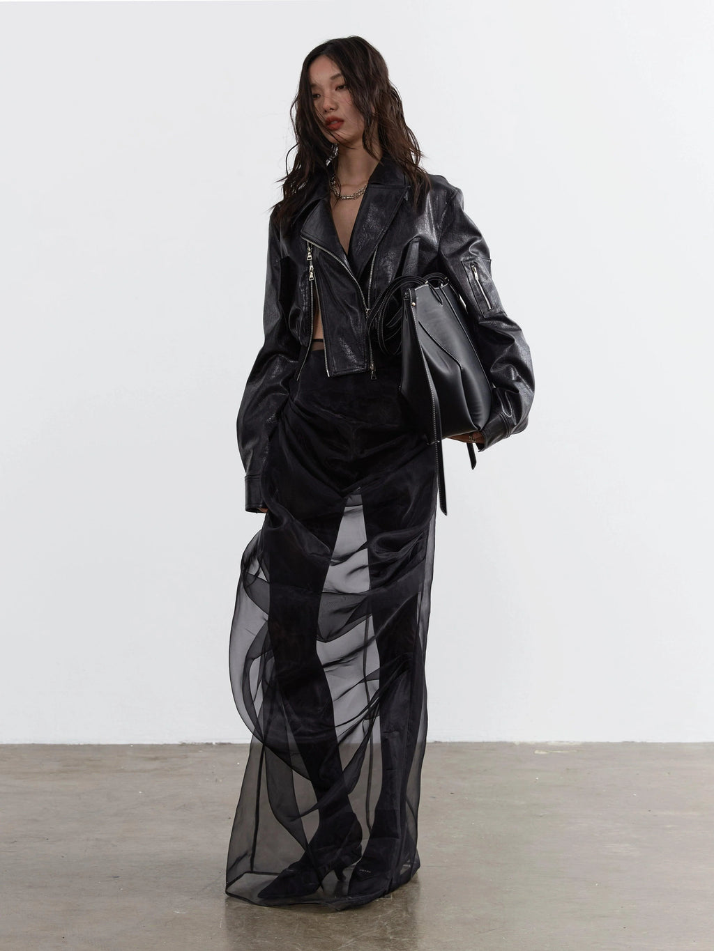 Elegant Two-Piece Maxi Skirt Set - Women'S Black Sheer Overlay Dress With Solid Underskirt