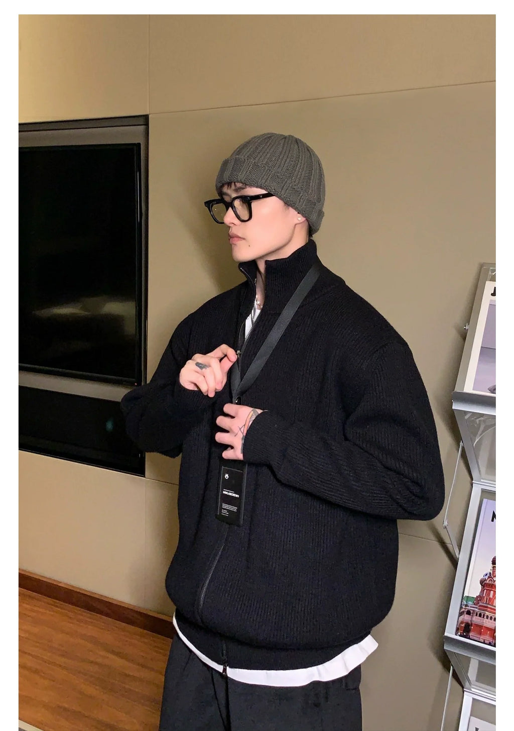 Ribbed Full-Zip Cardigan Sweater
