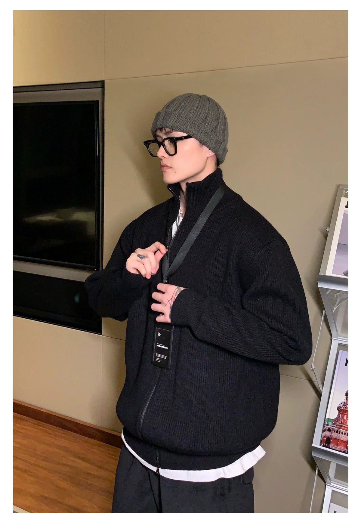 Ribbed Full-Zip Cardigan Sweater