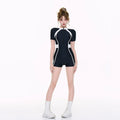 Midnight Circuit Short-Sleeve Zip Surf Romper