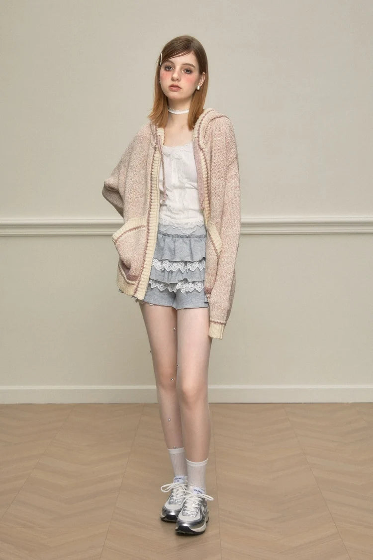 Lace Trim Tiered Ruffle Skort