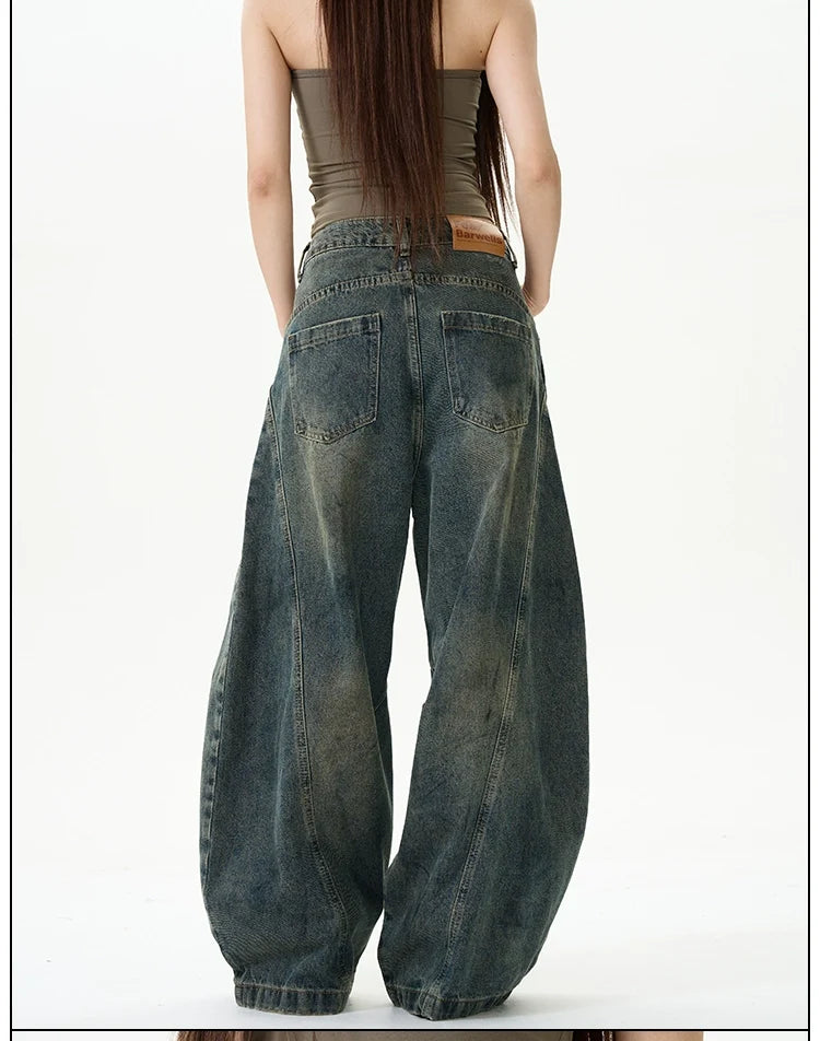 Vintage Wash Extreme Wide-Leg Jeans