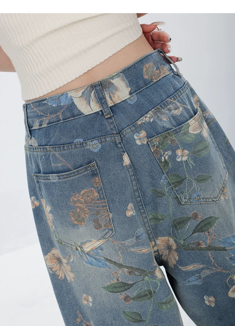 Blooming Botanica Floral Wide-Leg Jeans
