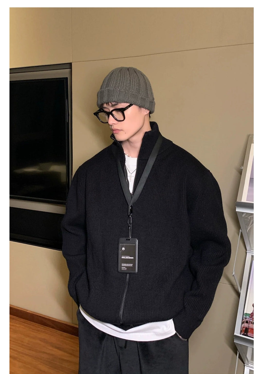 Ribbed Full-Zip Cardigan Sweater
