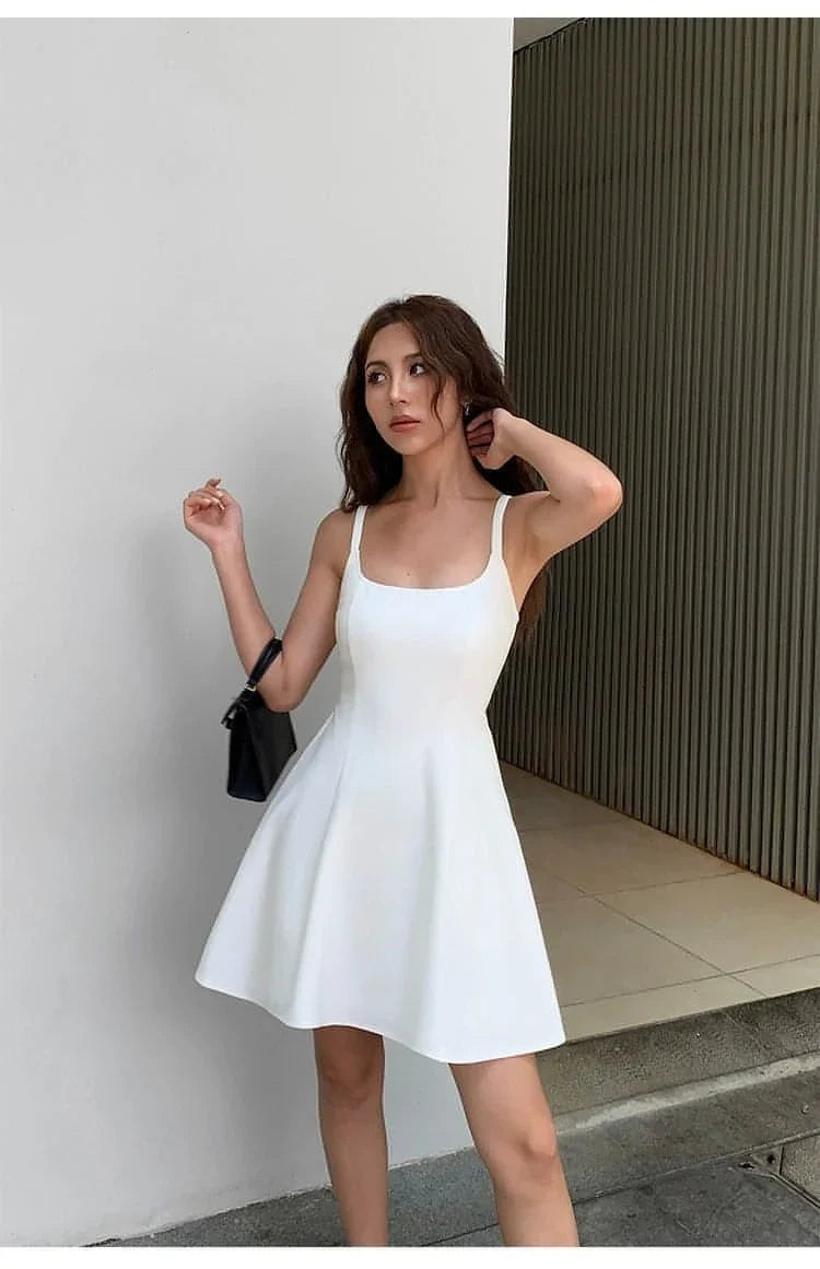 Black Square-Neck A-Line Dress