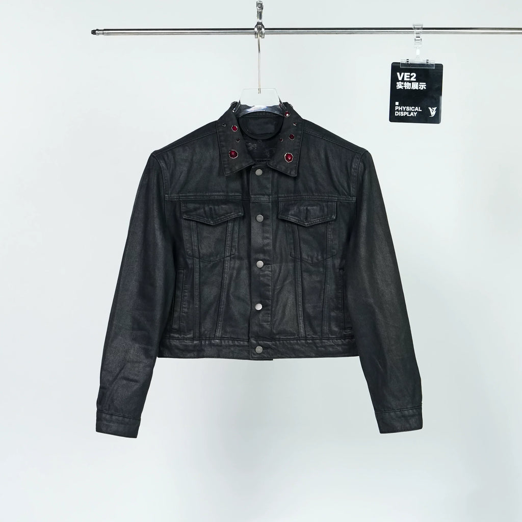 Obsidian Signal Grommet-Collar Denim Jacket