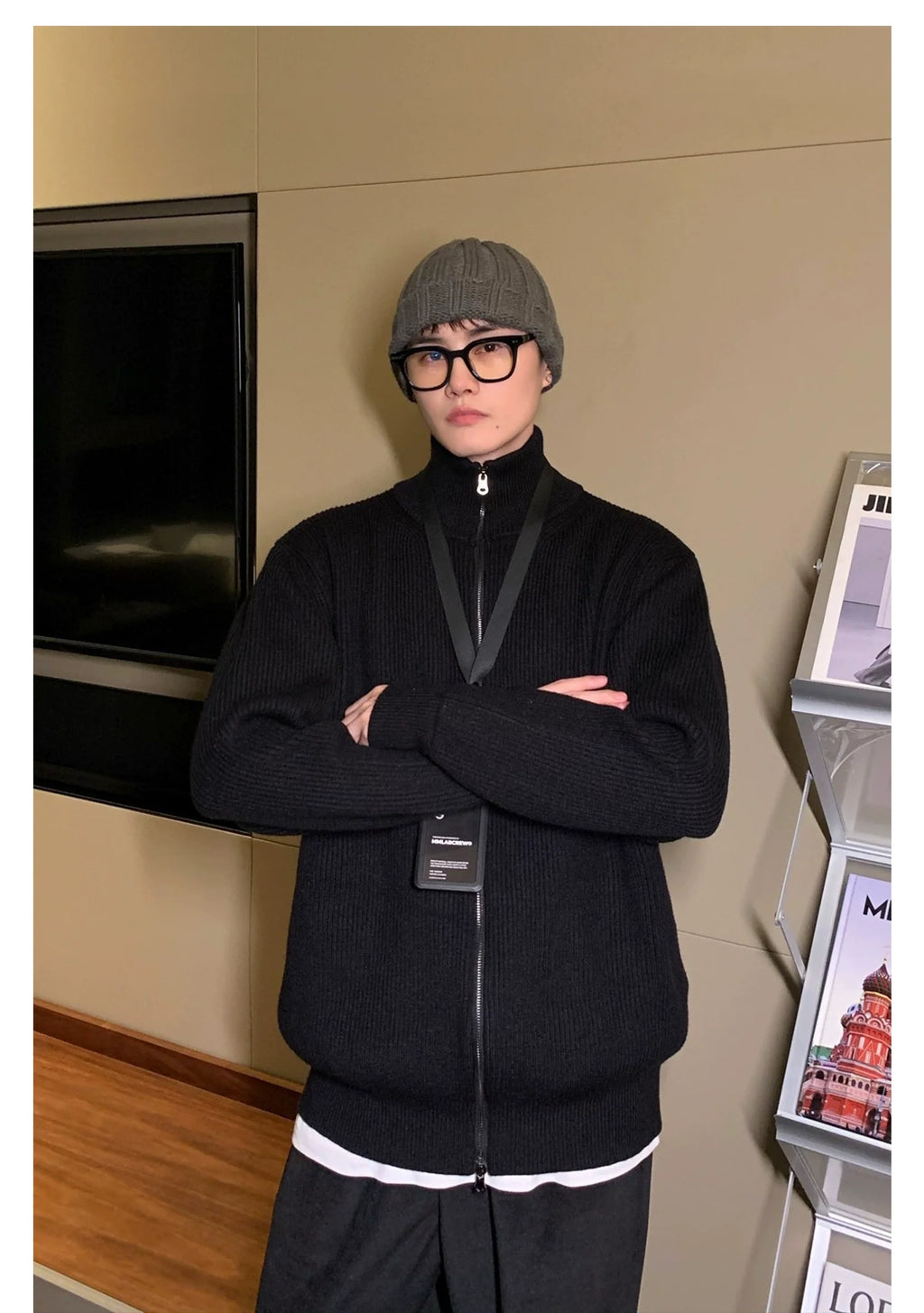 Ribbed Full-Zip Cardigan Sweater