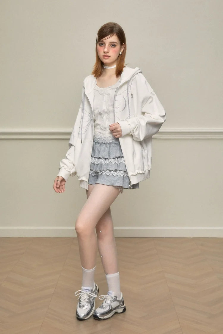 Lace Trim Tiered Ruffle Skort