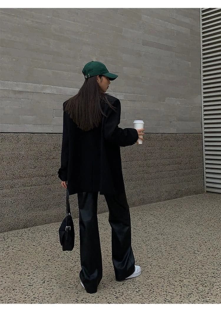 Neva Hu Black Oversized Korean-Style Blazer