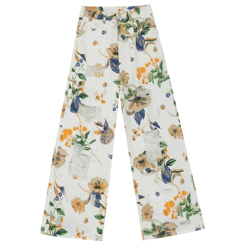 Blooming Botanica Floral Wide-Leg Jeans