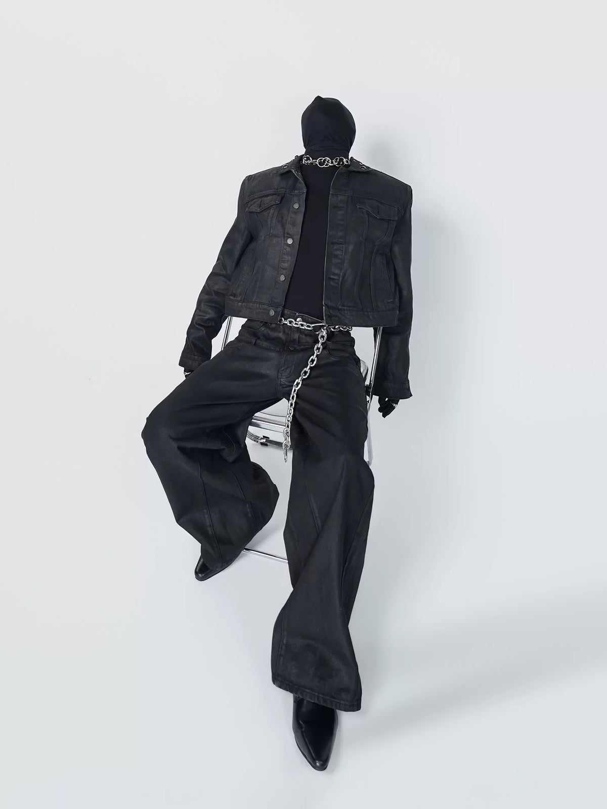 Obsidian Signal Grommet-Collar Denim Jacket