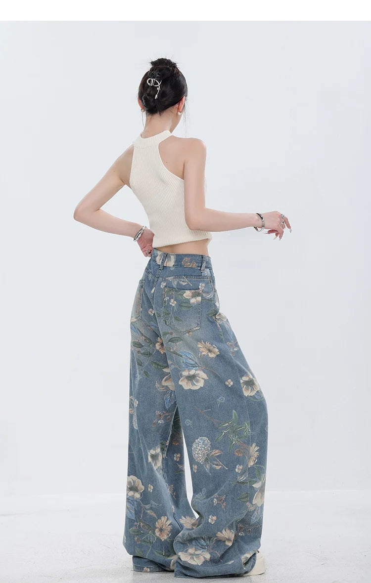 Blooming Botanica Floral Wide-Leg Jeans