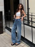 High-Waist Loose Wide-Leg Denim Jeans