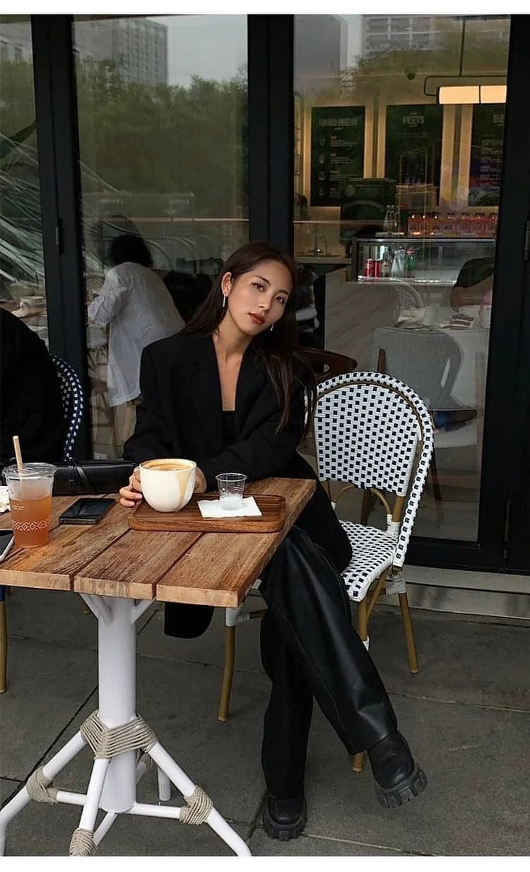 Neva Hu Black Oversized Korean-Style Blazer