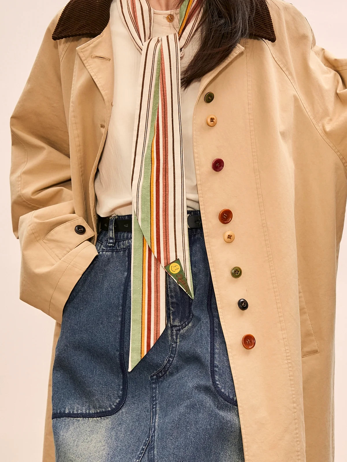 Vintage-Inspired Oversized Coat - Multi-Color