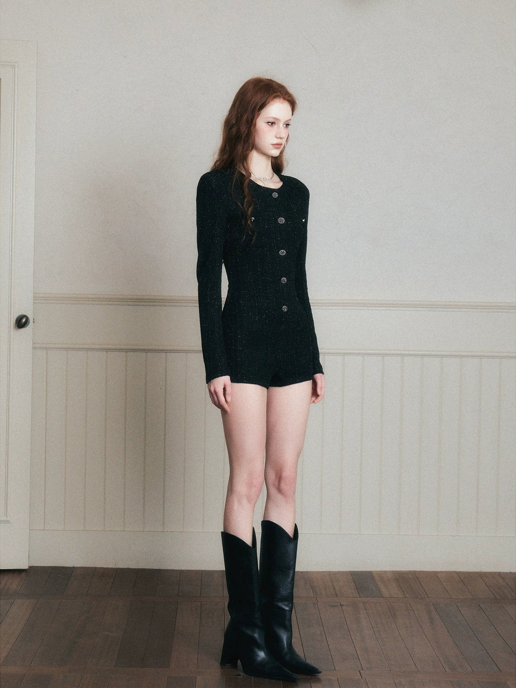 Fitted Tweed Jumpsuit