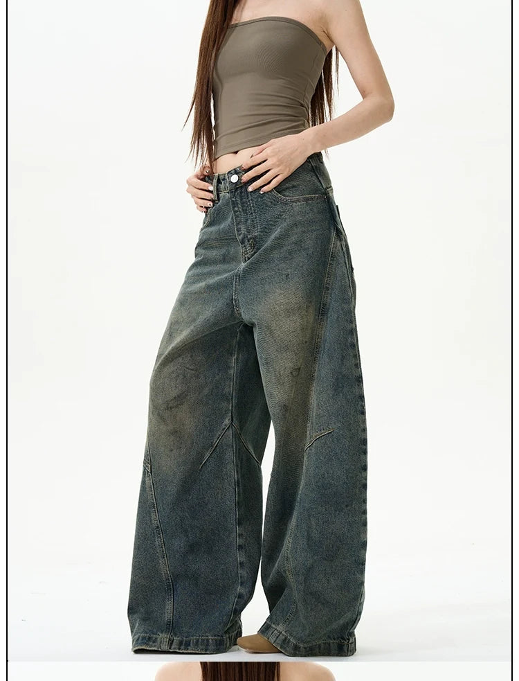 Vintage Wash Extreme Wide-Leg Jeans