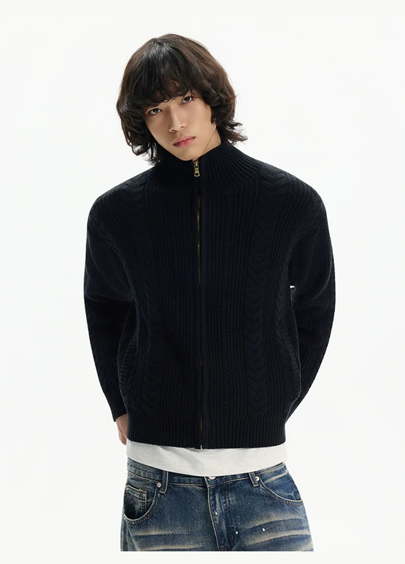 Heritage Weave Zip Cardigan
