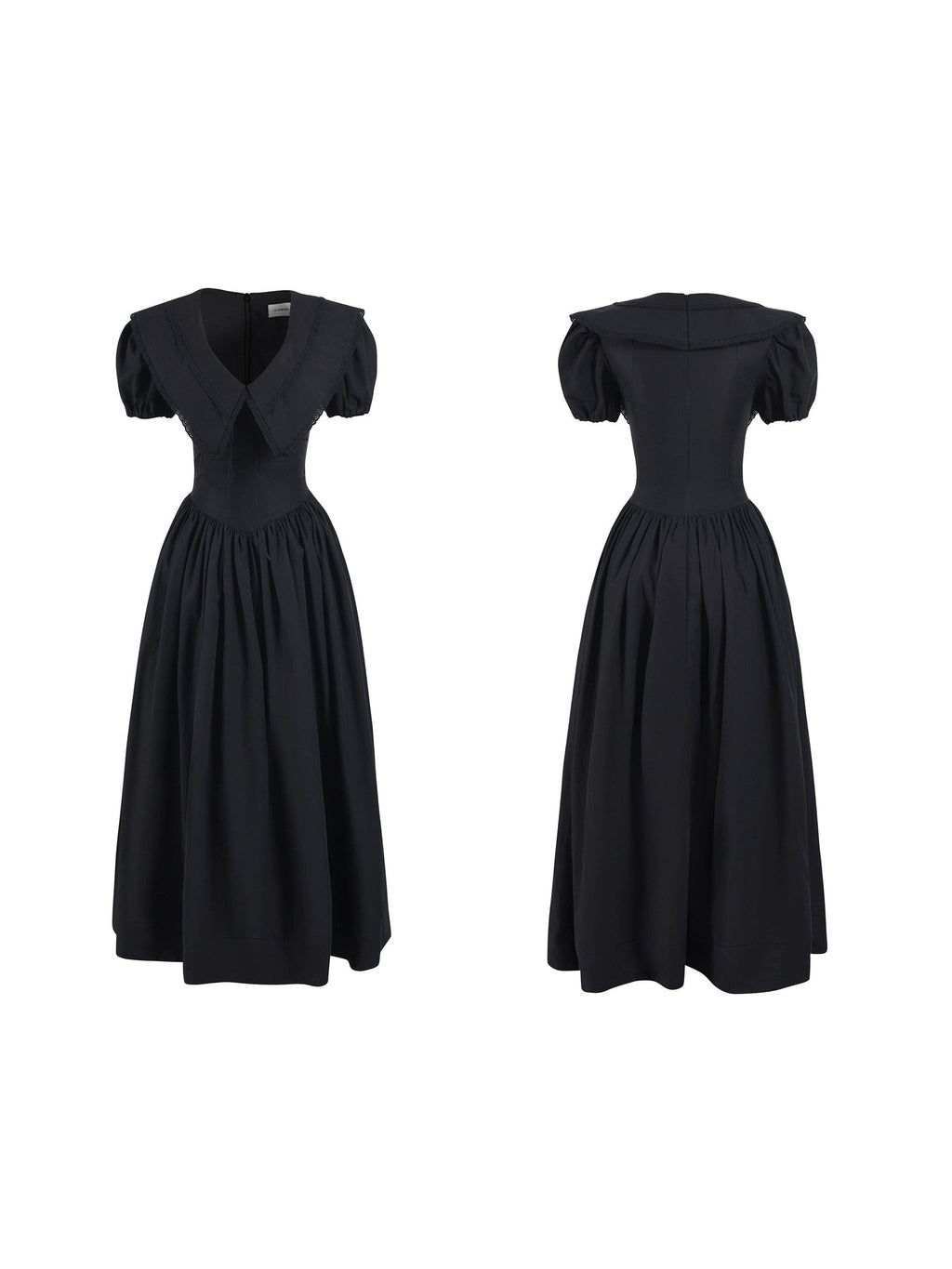 Elegant V-Neck Puff Sleeve Little Black Dress