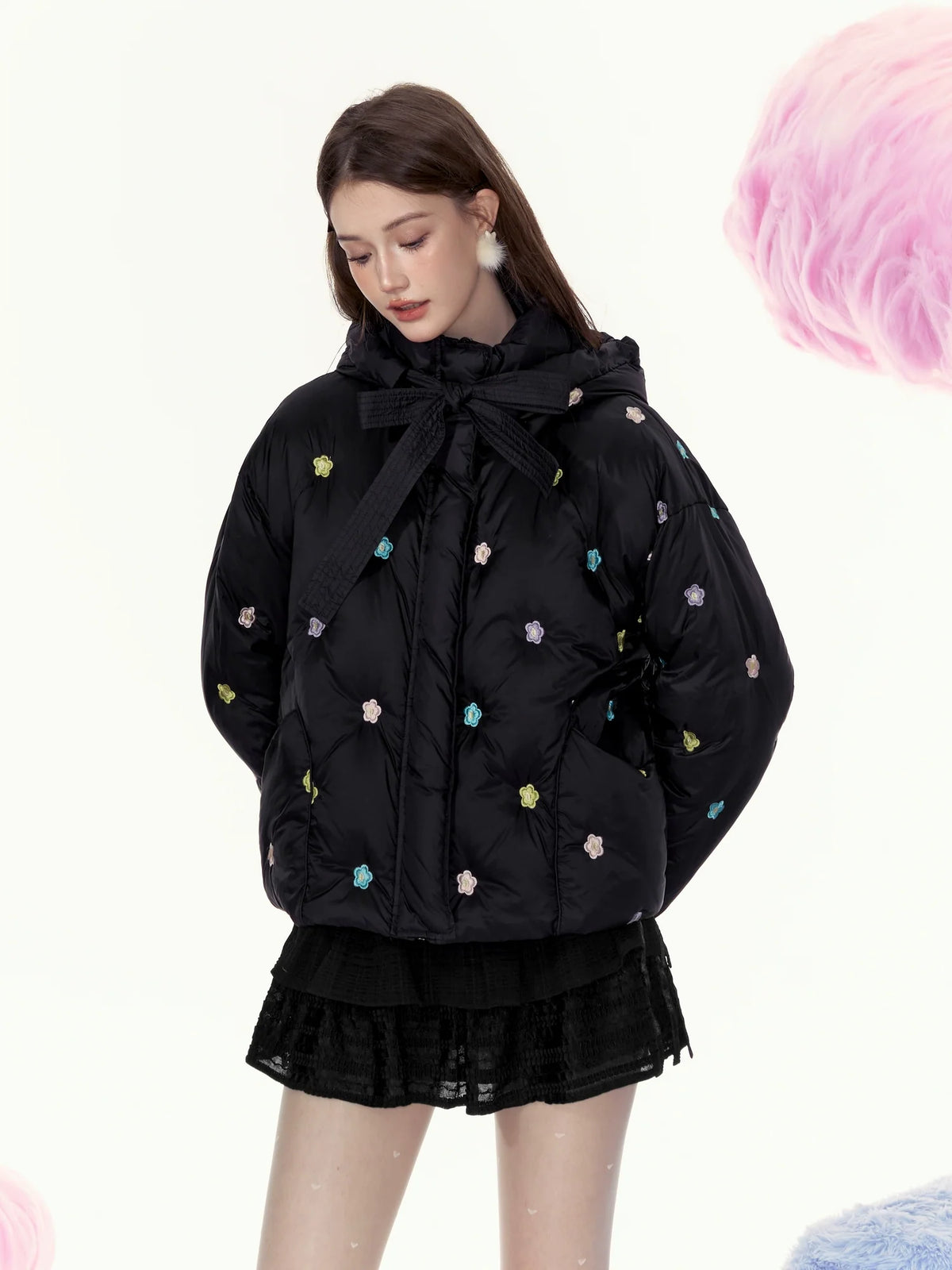 Floral Embroidered Puffer Jacket