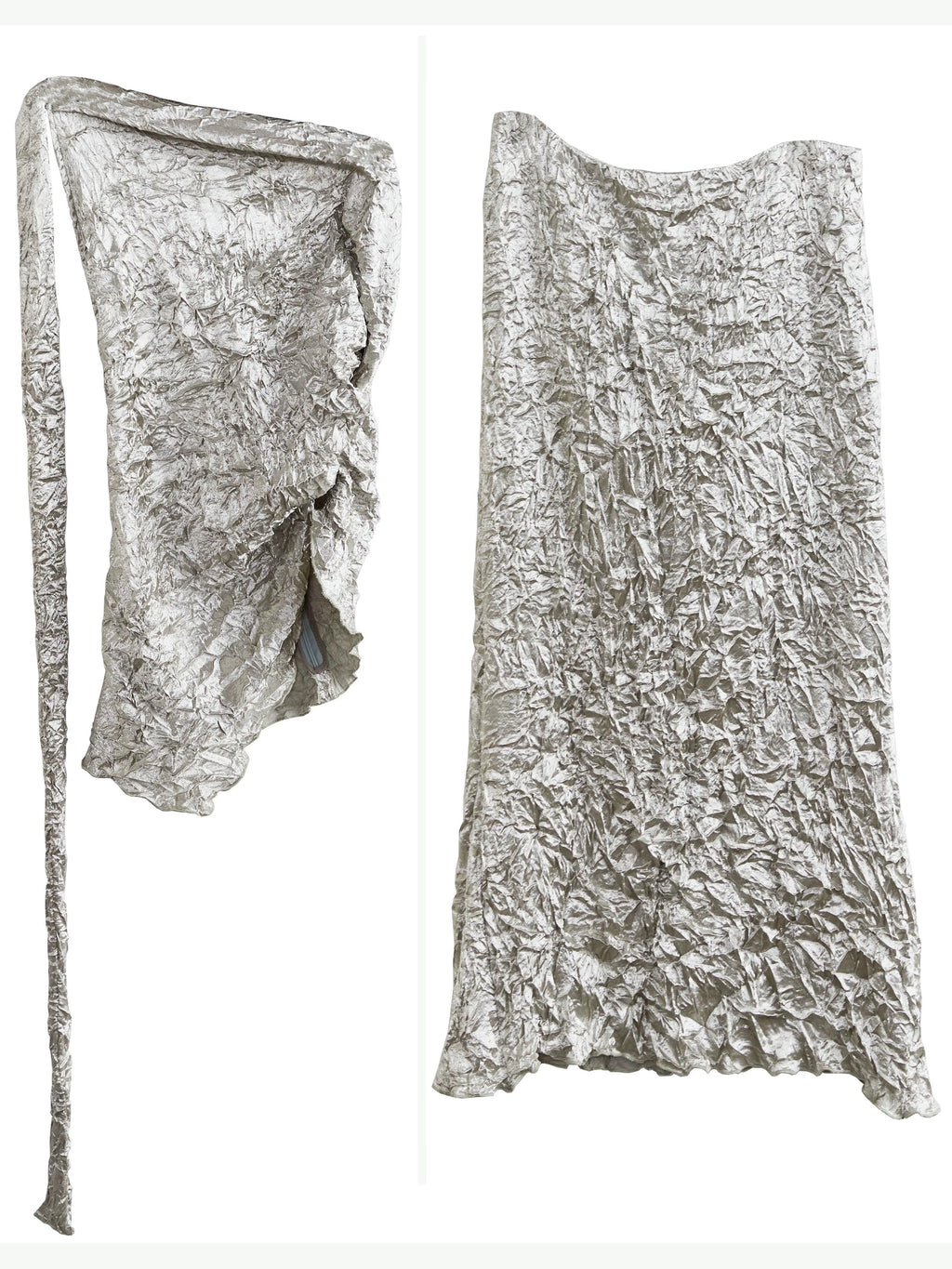 Metallic Crinkle One-Shoulder Maxi Dress - Women'S Silver Textured Evening Gown With Asymmetric Strap