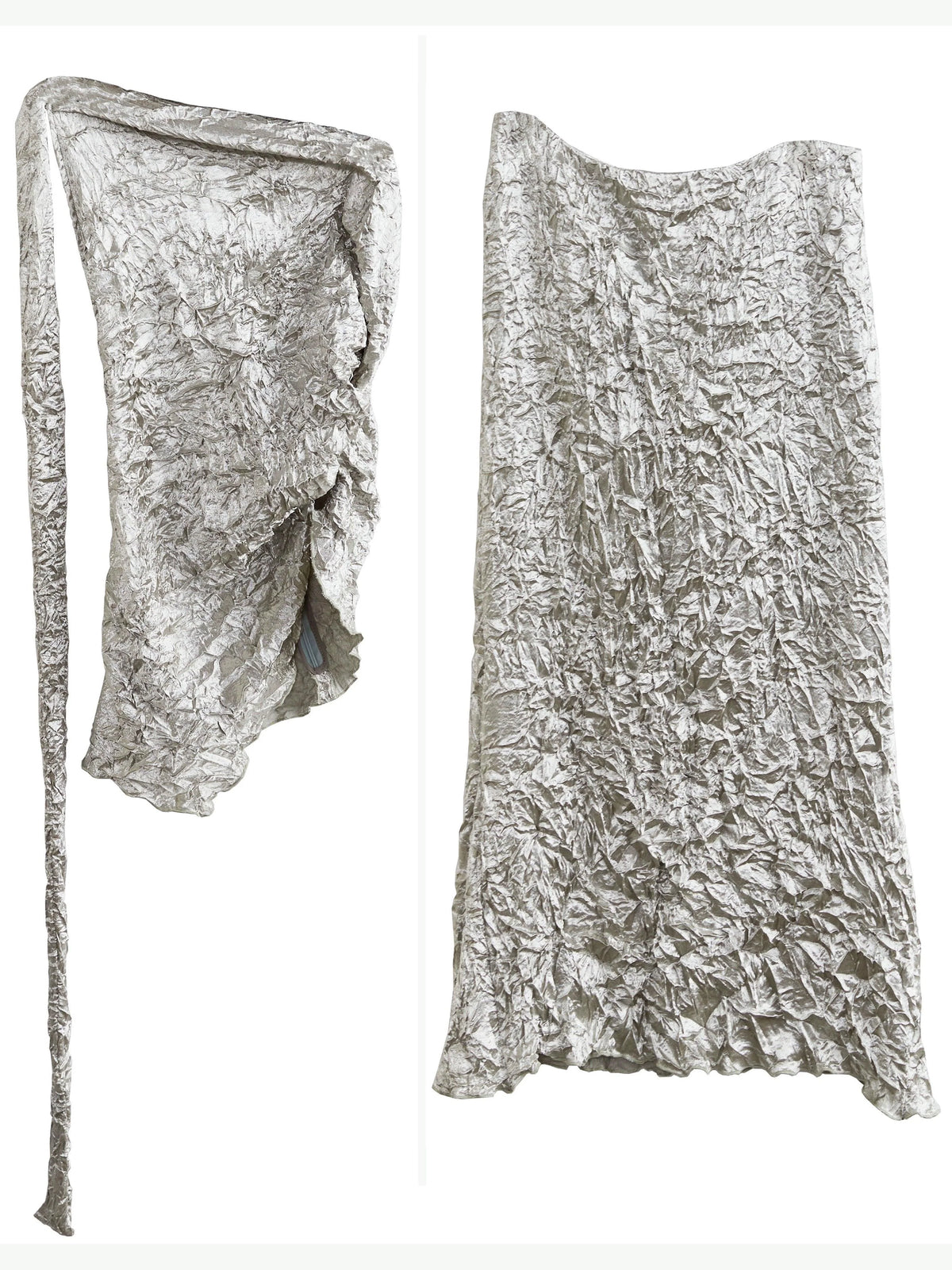 Metallic Crinkle One-Shoulder Maxi Dress - Women'S Silver Textured Evening Gown With Asymmetric Strap