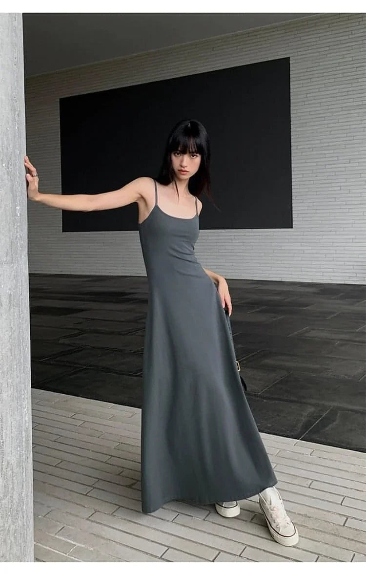 Black Spaghetti-Strap Maxi Dress