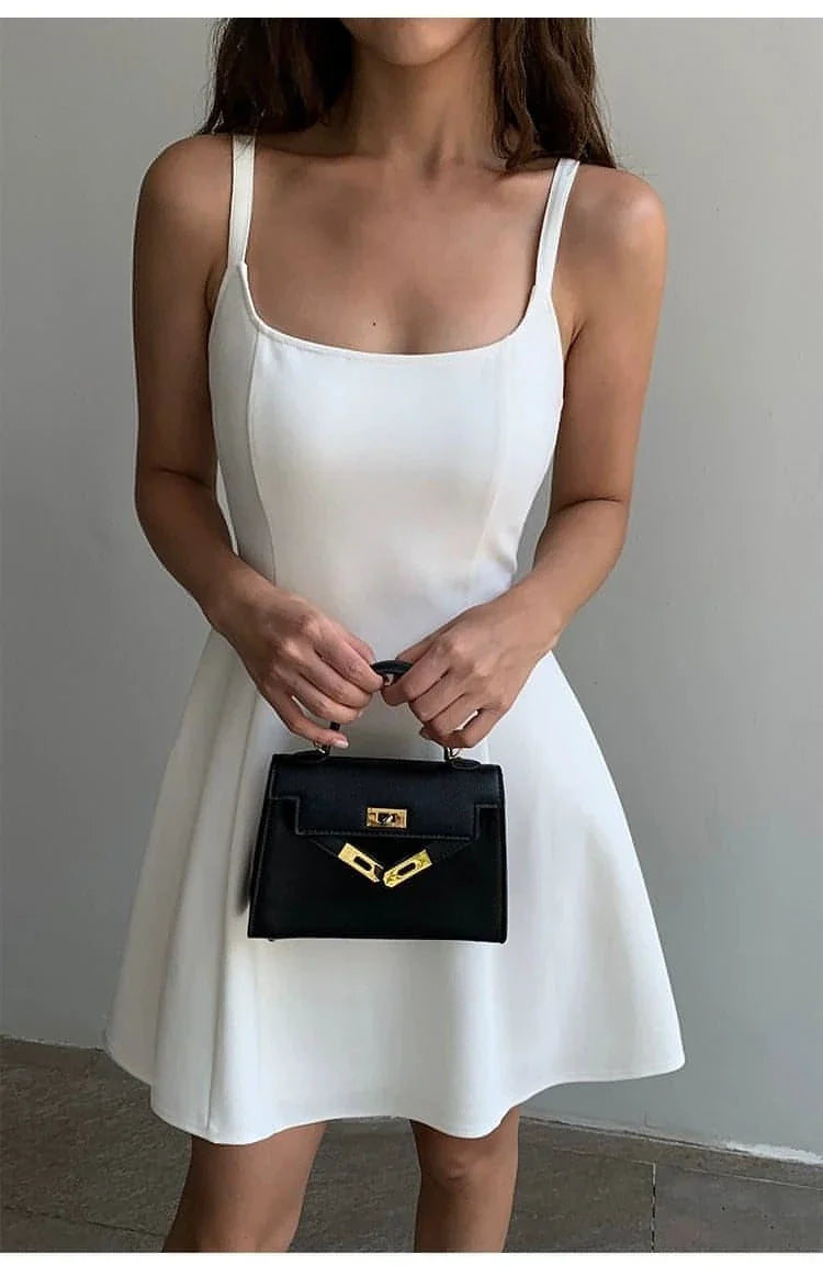 Black Square-Neck A-Line Dress