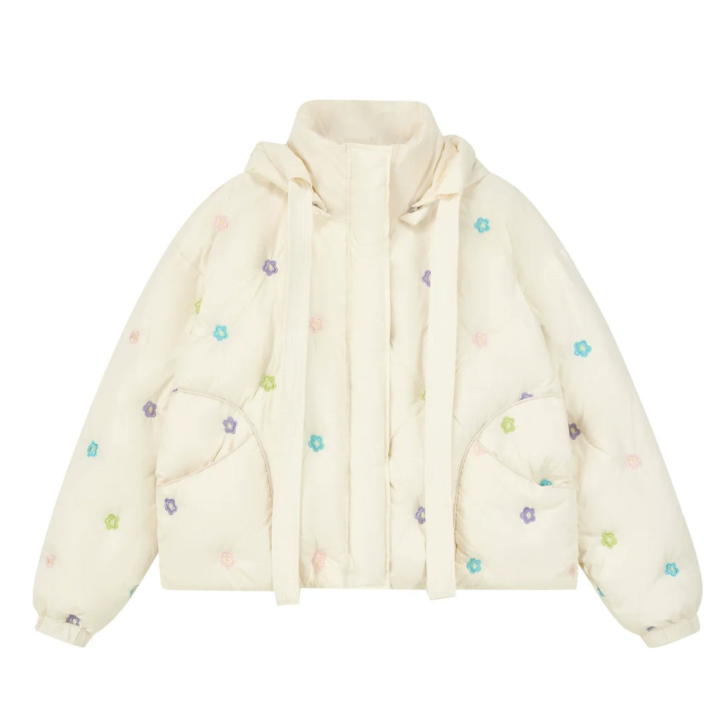 Floral Embroidered Puffer Jacket