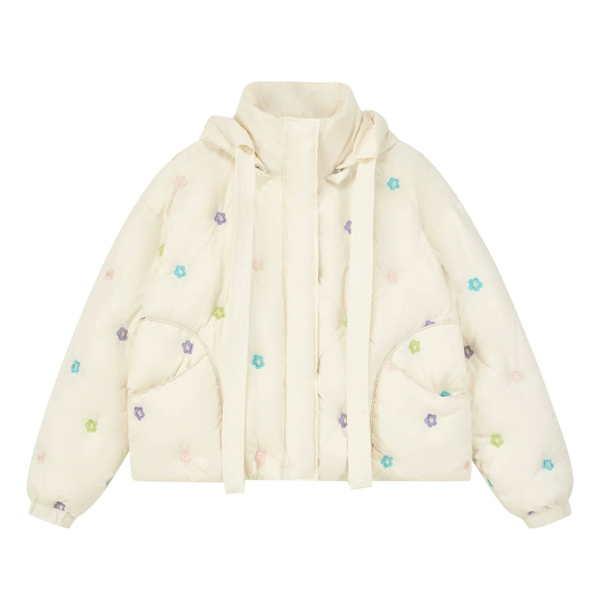 Floral Embroidered Puffer Jacket