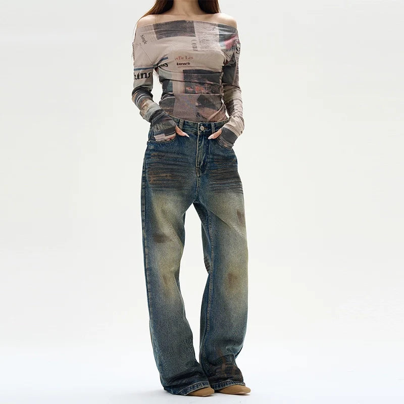 Distressed Baggy Ripped Denim Jeans
