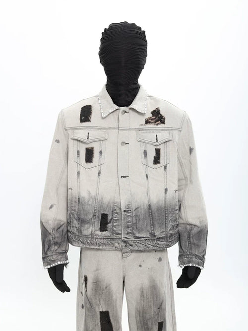 Ashfall Relic Pearl-Distressed Denim Jacket