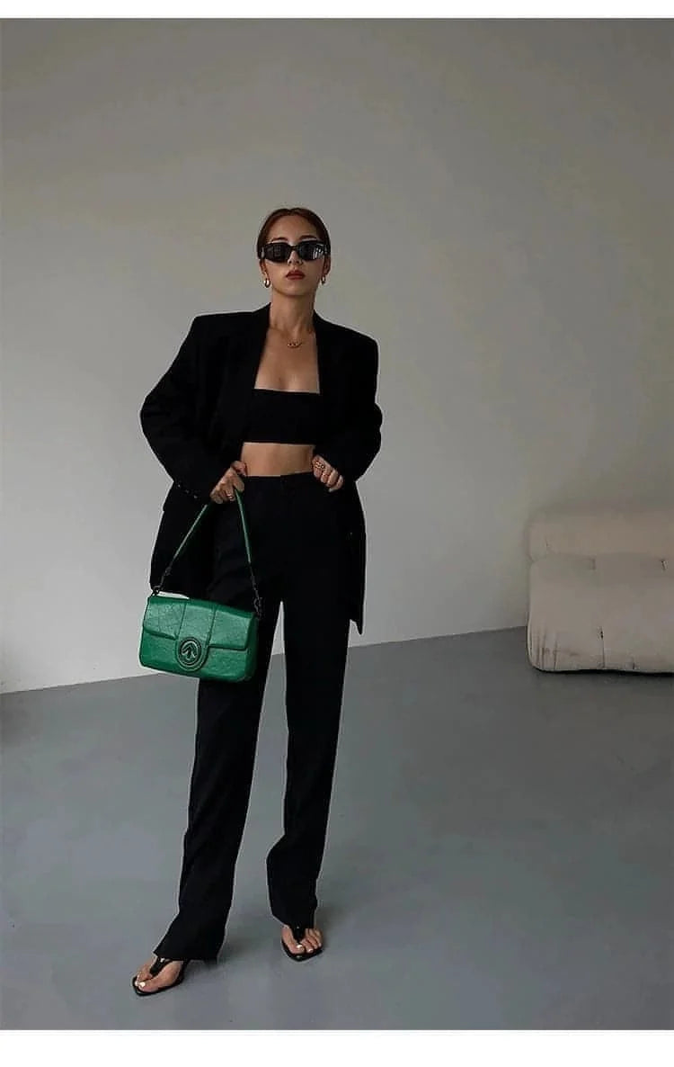 Neva Hu Black Oversized Korean-Style Blazer