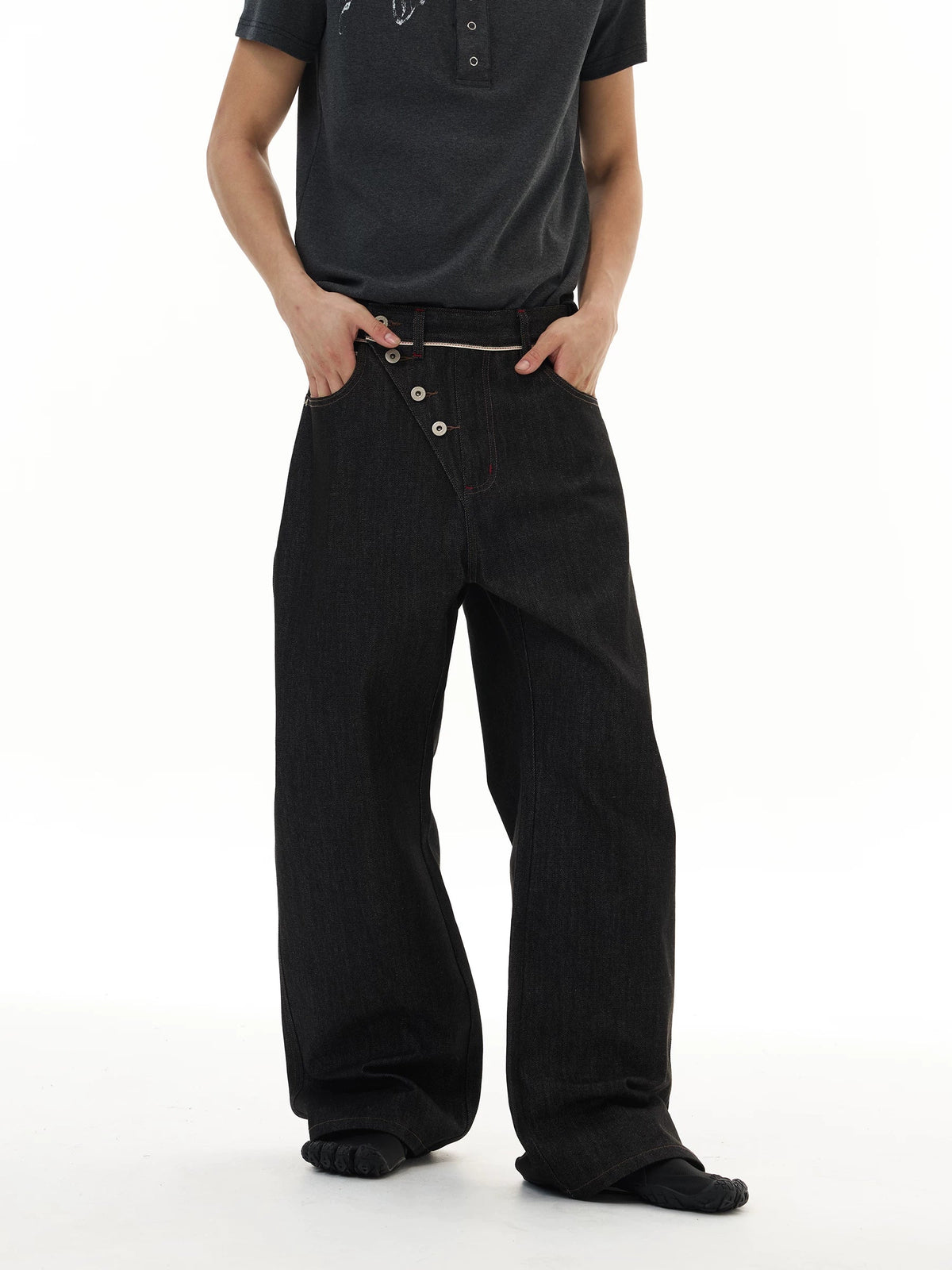 Orbit Placket Wide‑Leg Jeans