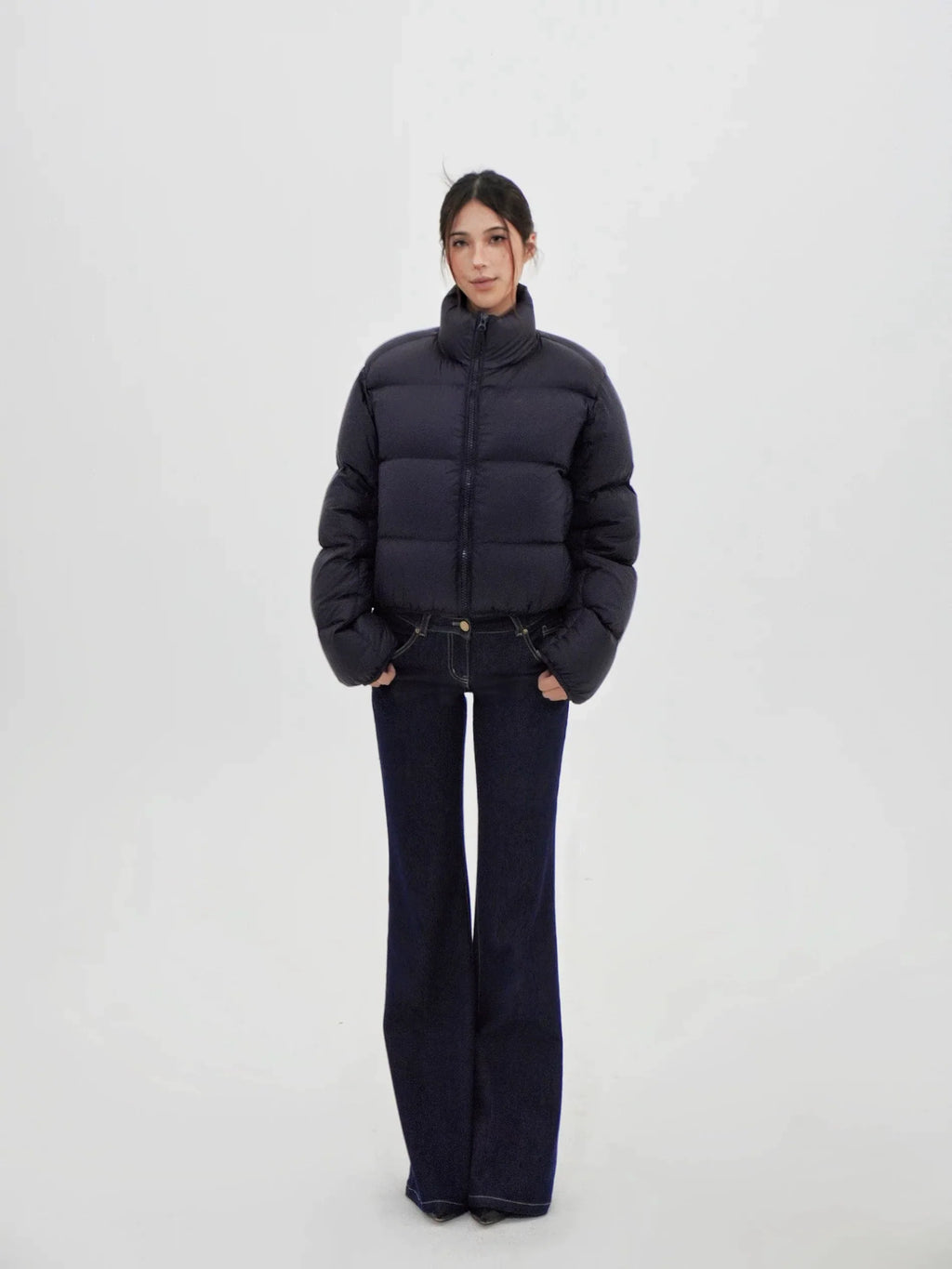 Dark Wash Contrast Stitch Flares Jeans