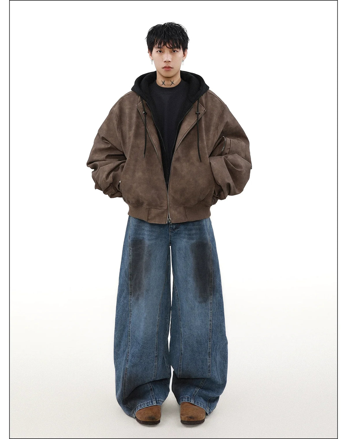 Umber Drift Oversized Moto Jacket