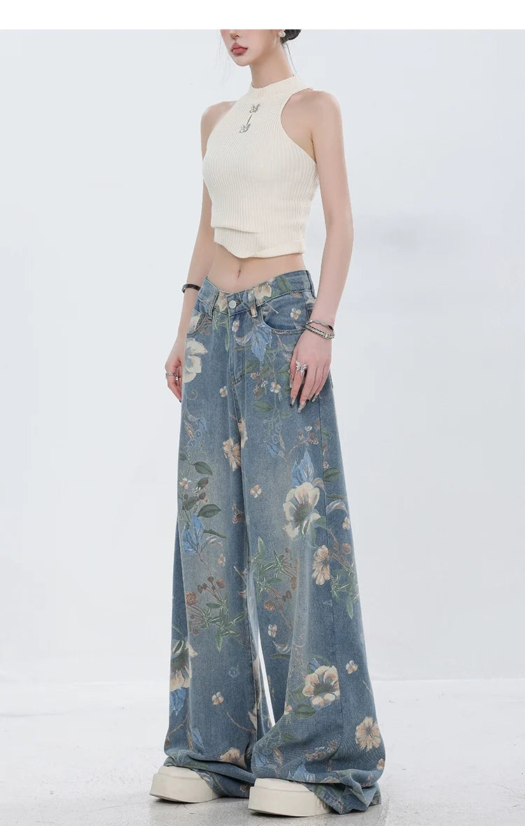 Blooming Botanica Floral Wide-Leg Jeans