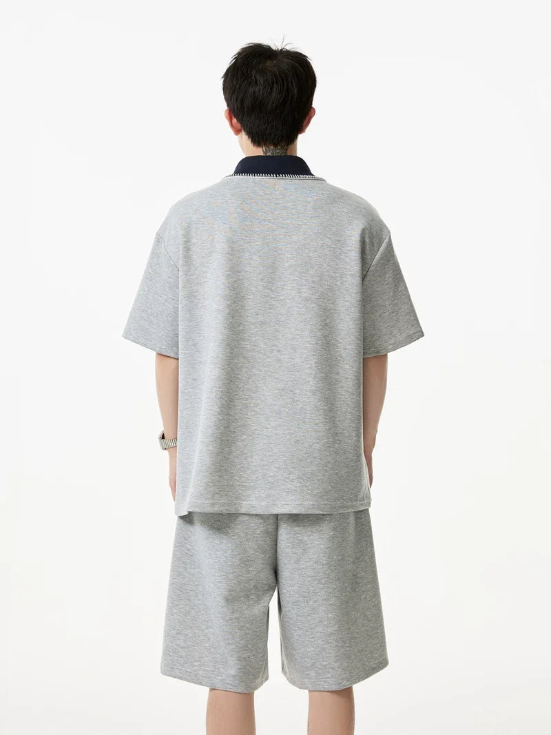 Contrast Collar Quarter-Zip Sweatshirt
