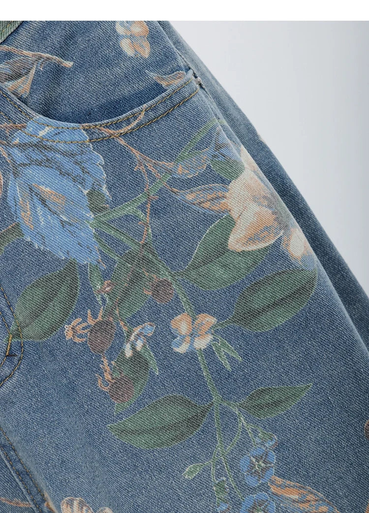 Blooming Botanica Floral Wide-Leg Jeans