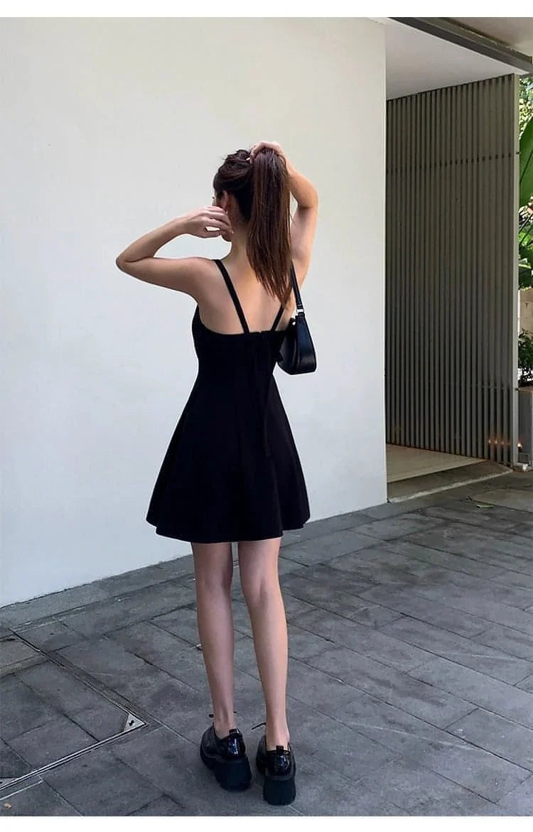 Black Square-Neck A-Line Dress