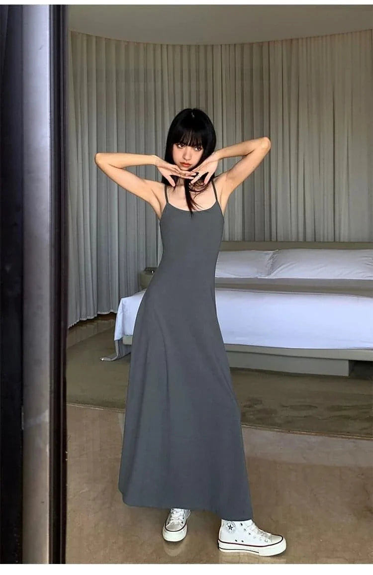 Black Spaghetti-Strap Maxi Dress