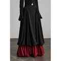 Black Patchwork Faux Two-Piece A-Line Skirt